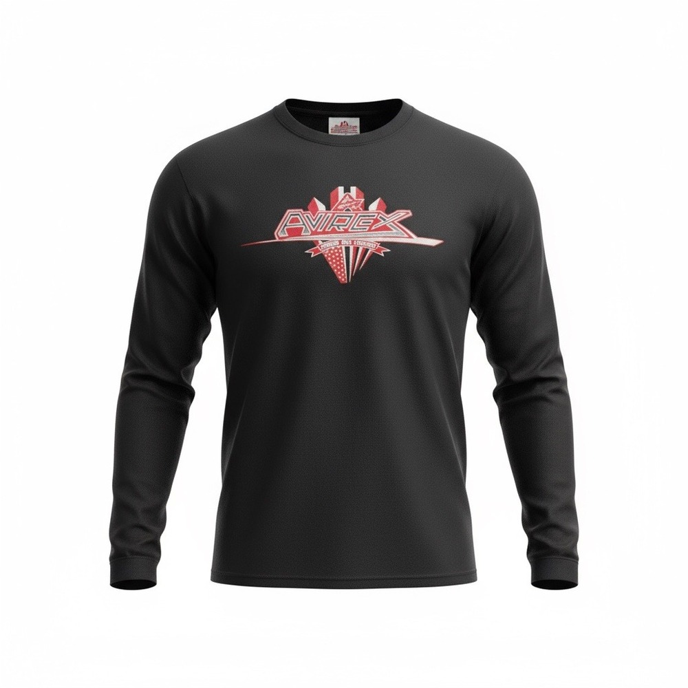 AVIREX Vintage Black Long Sleeve T Shirt‎ Men's 2XL Heroes and Legends Graphic